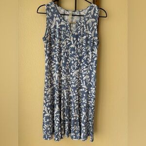 Floral Blue and White Sleeveless Dress